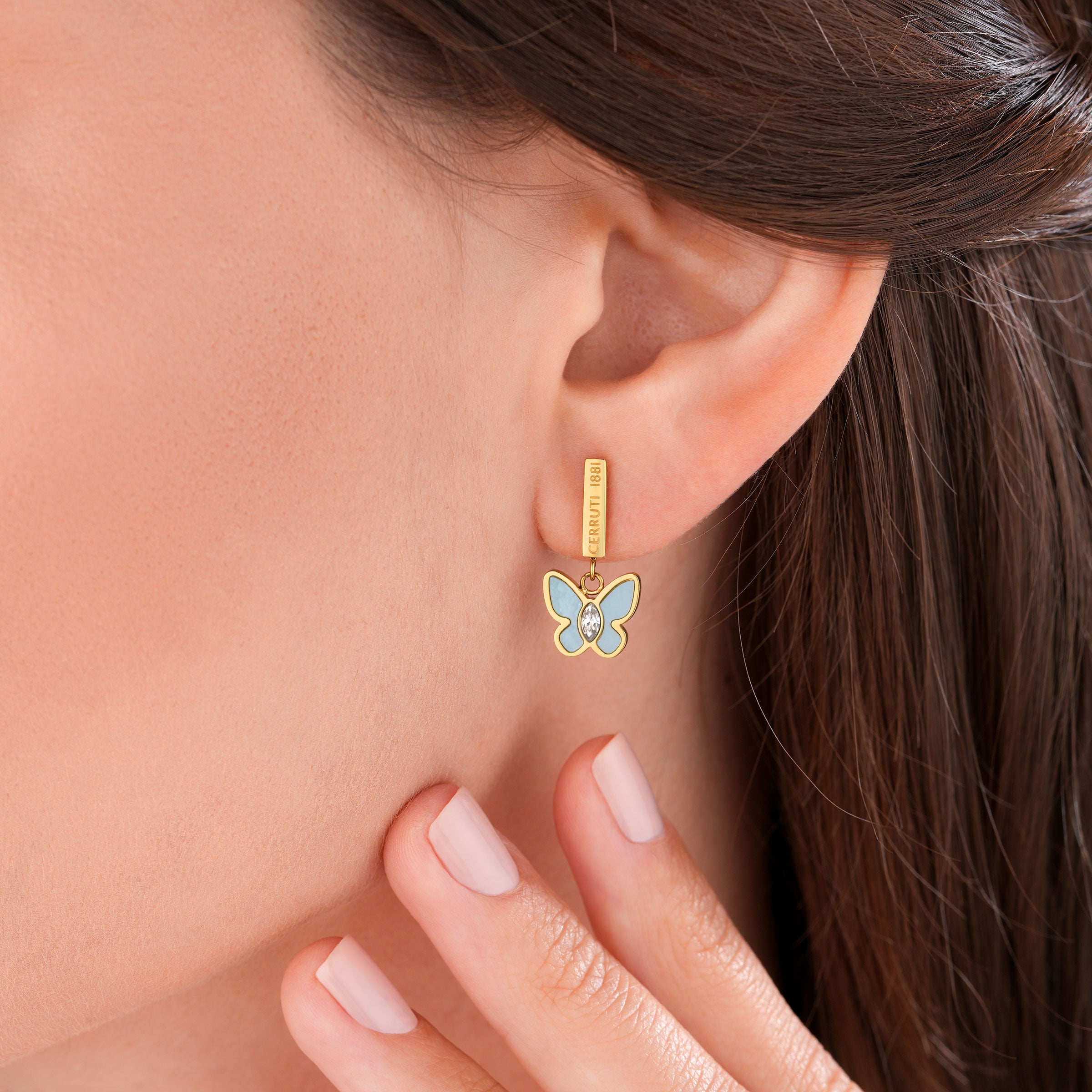 BLUE MOP CRYSTALS EARRINGS
