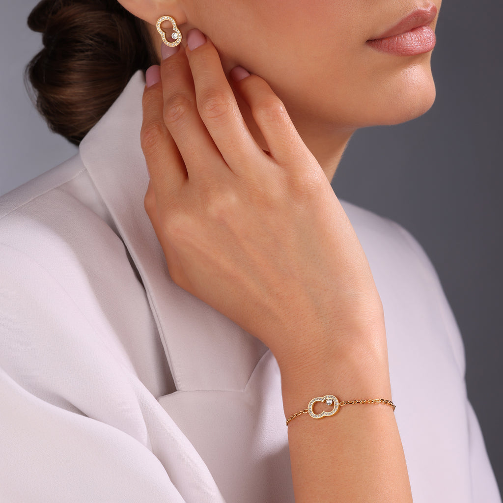 BIANCA GP CRYSTALS C LOGO EARRINGS