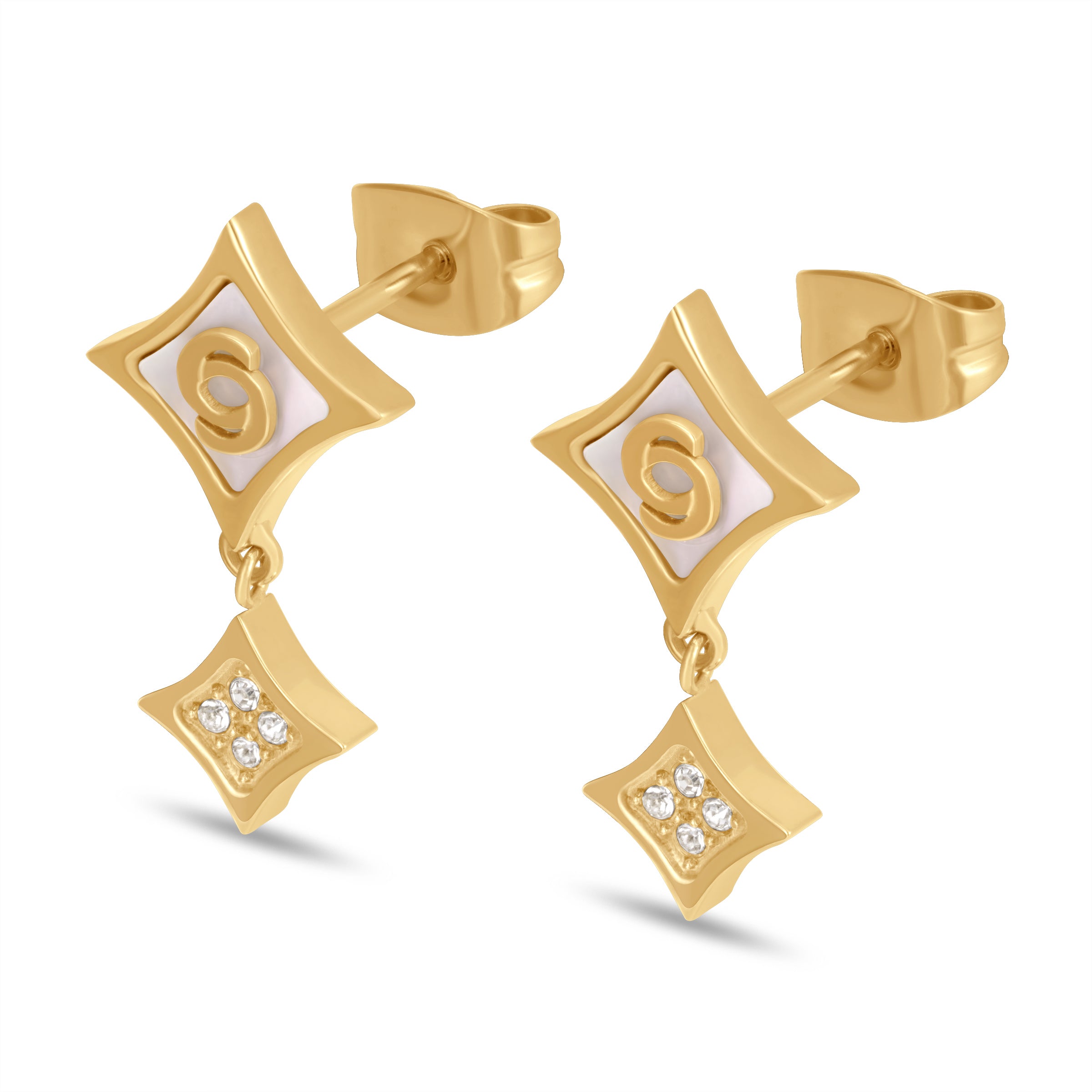 Cerruti Francesca Double C Logo Gold Plated Earrings