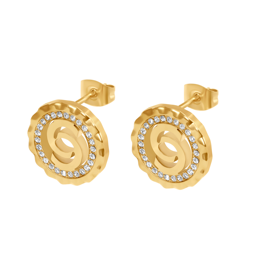 Cerruti Flora Round Cutout Logo Earring