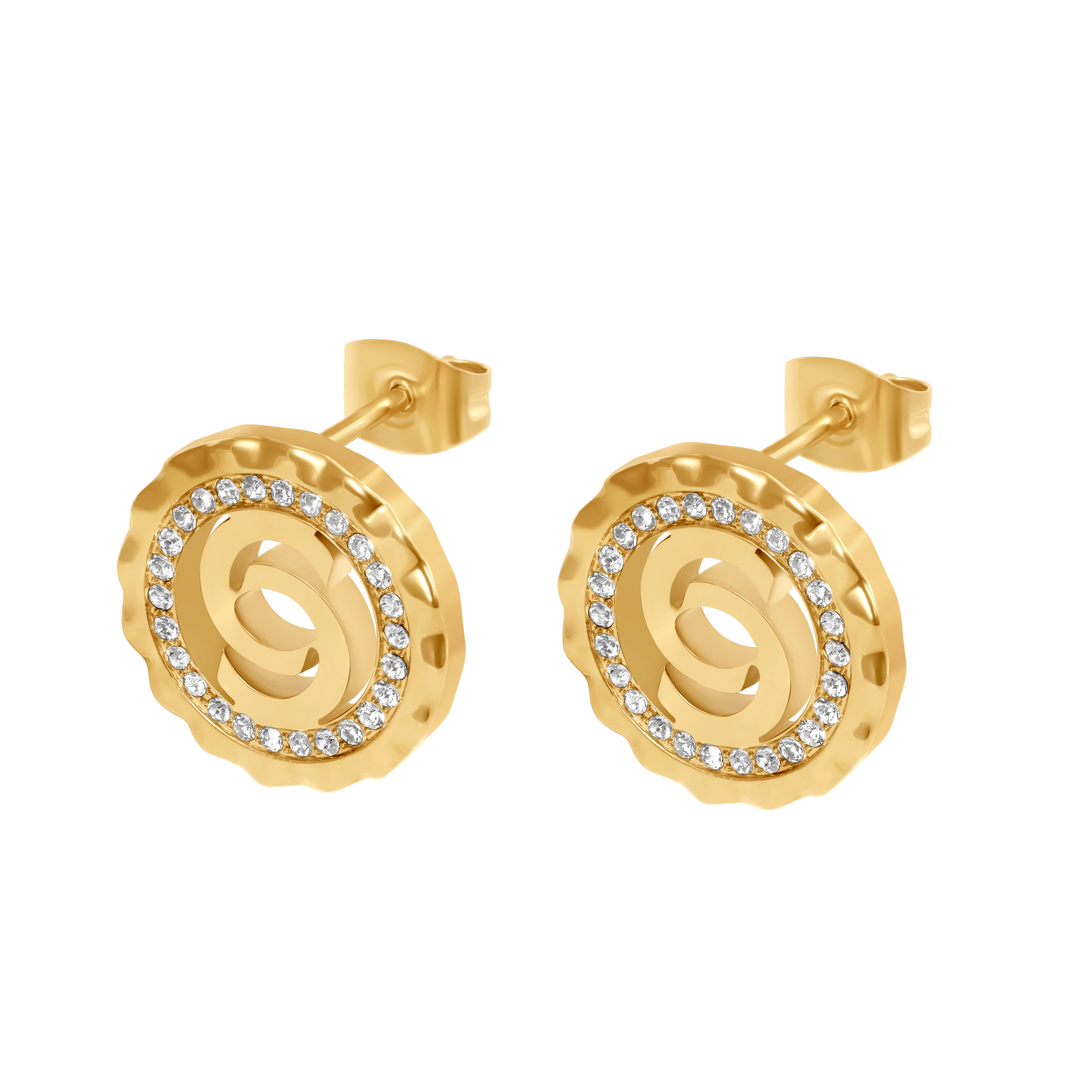 Cerruti Flora Round Cutout Logo Earring