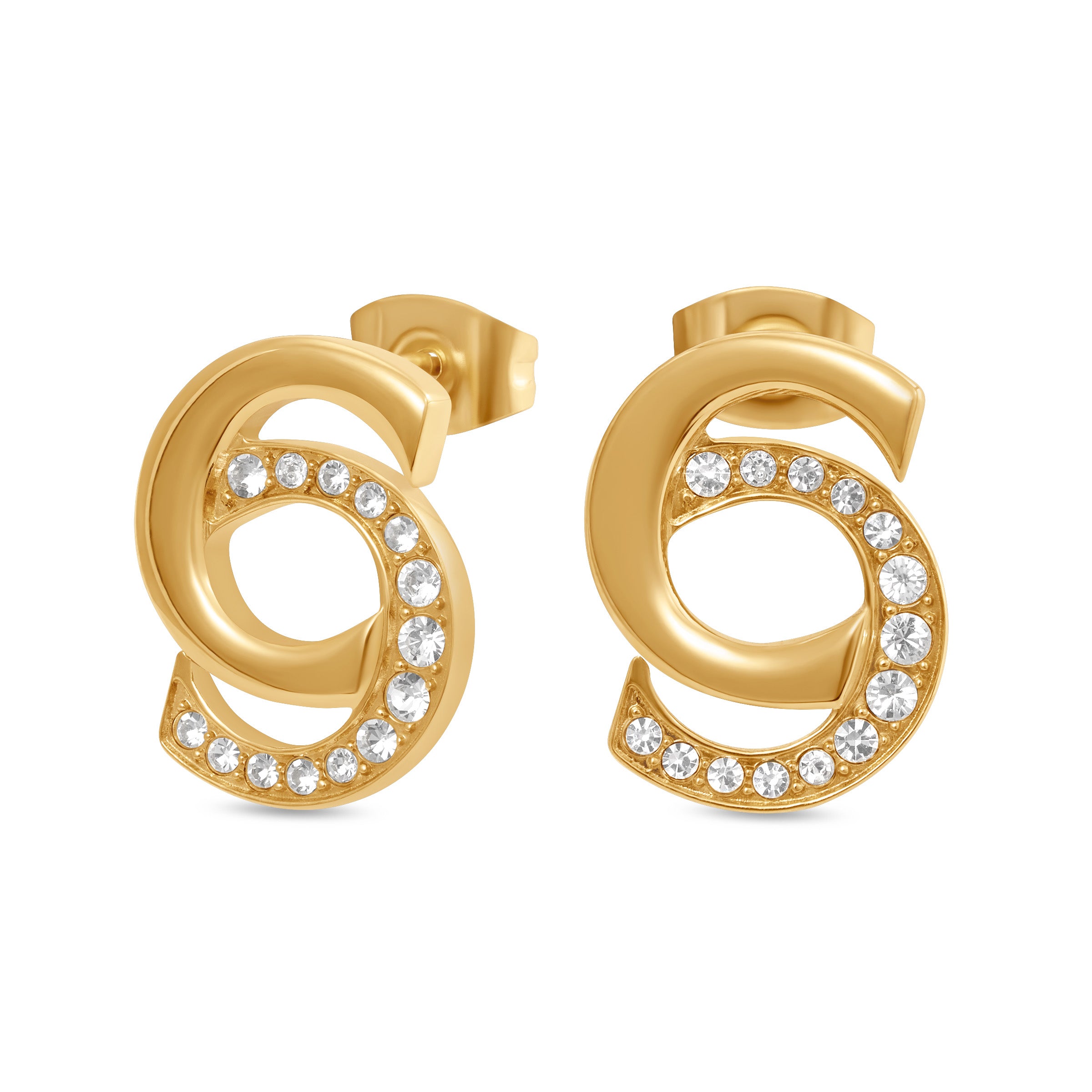Cerruti Marina Double C Logo Gold Plated Earrings