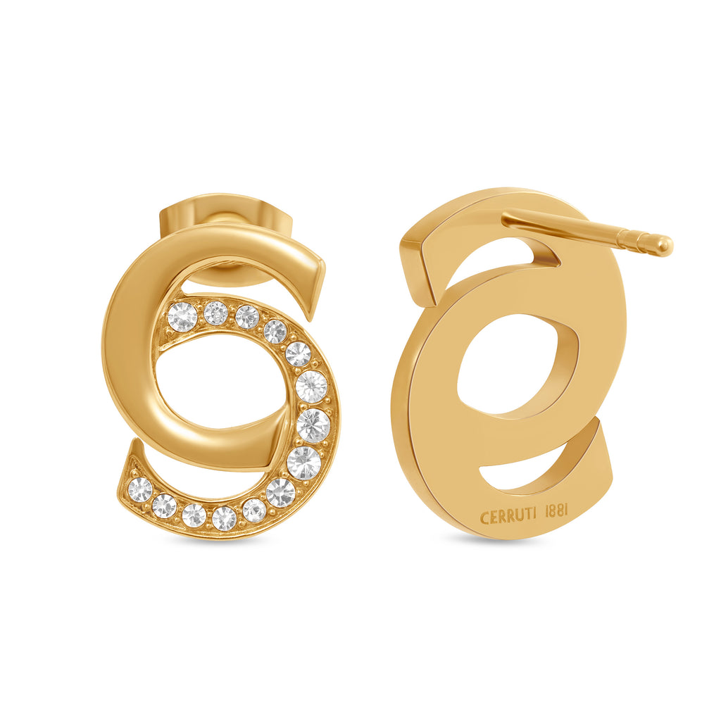 Cerruti Marina Double C Logo Gold Plated Earrings