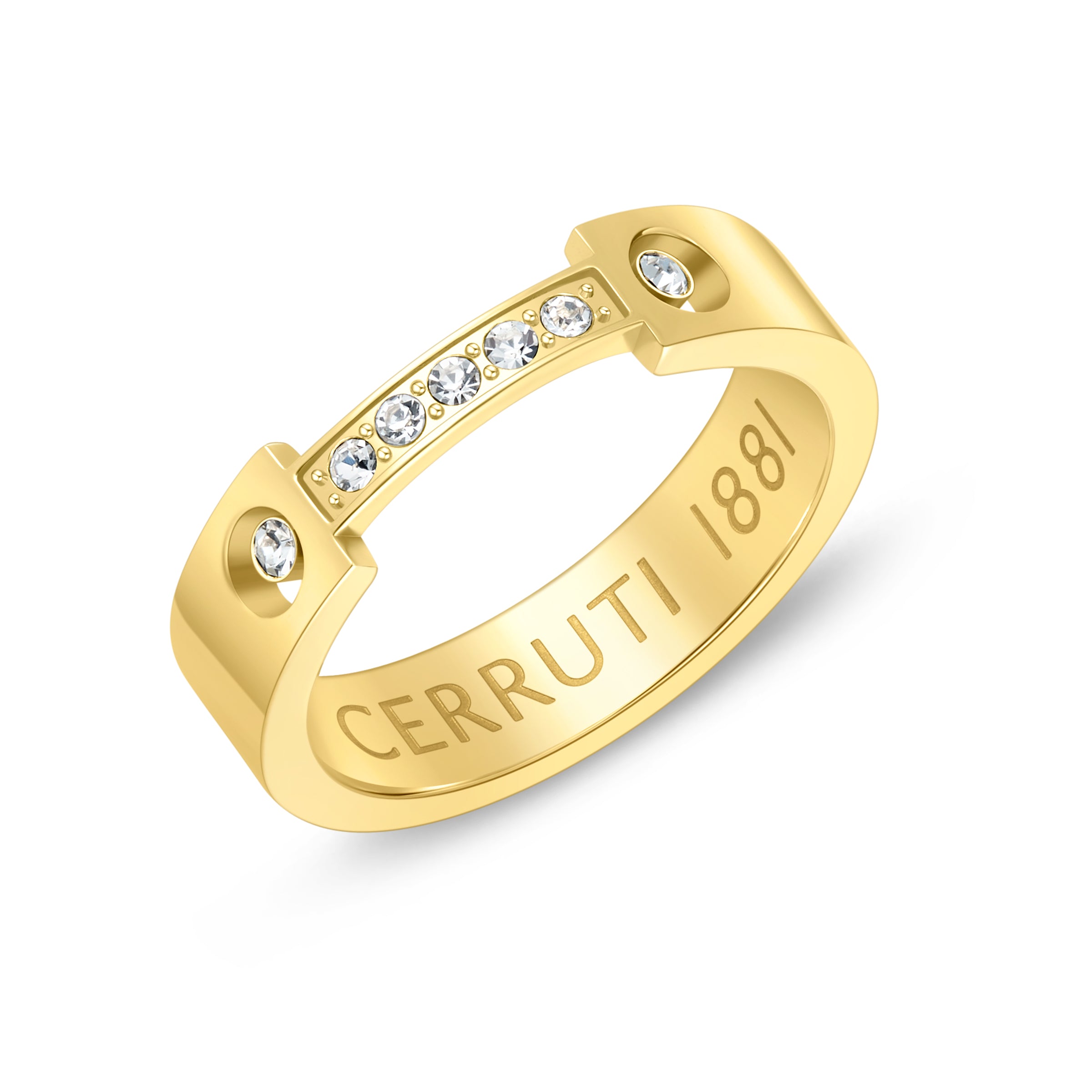 Cerruti 1881 Bridge Ladies Gold Plated Ring مع بلورات