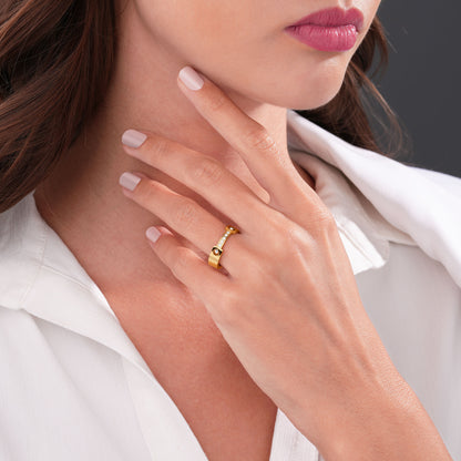 Cerruti 1881 Bridge Ladies Gold Plated Ring مع بلورات الحجم: 54