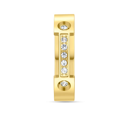 Cerruti 1881 Bridge Ladies Gold Plated Ring مع بلورات الحجم: 54