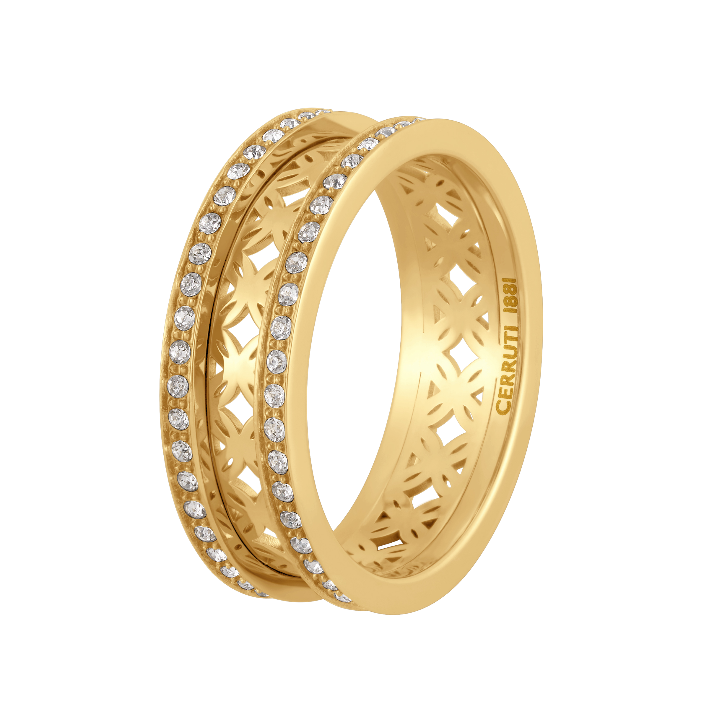 Cerruti Elettra Gold Plated Cut-Out Pattern Ring – Size 54