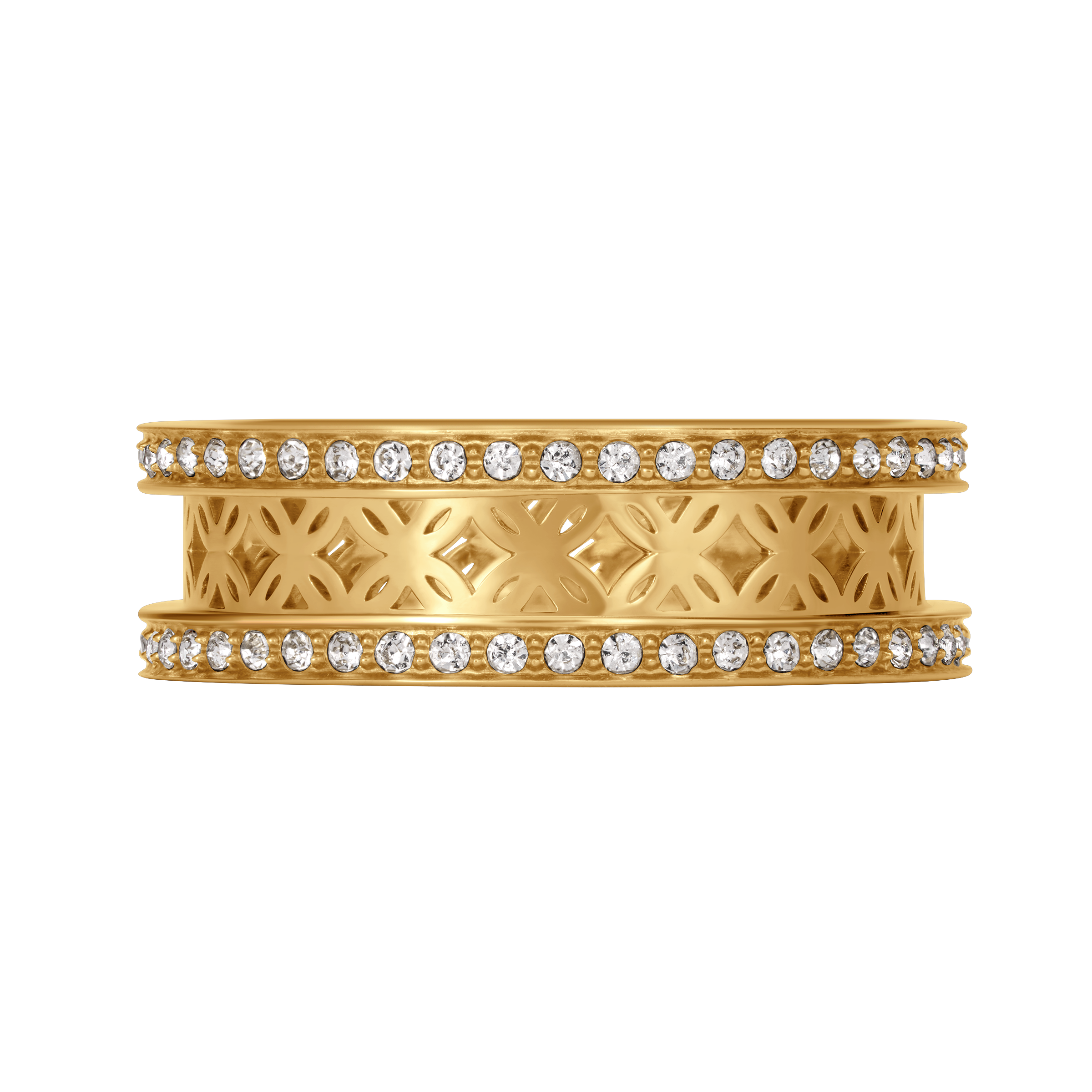 Cerruti Elettra Gold Plated Cut-Out Pattern Ring – Size 54