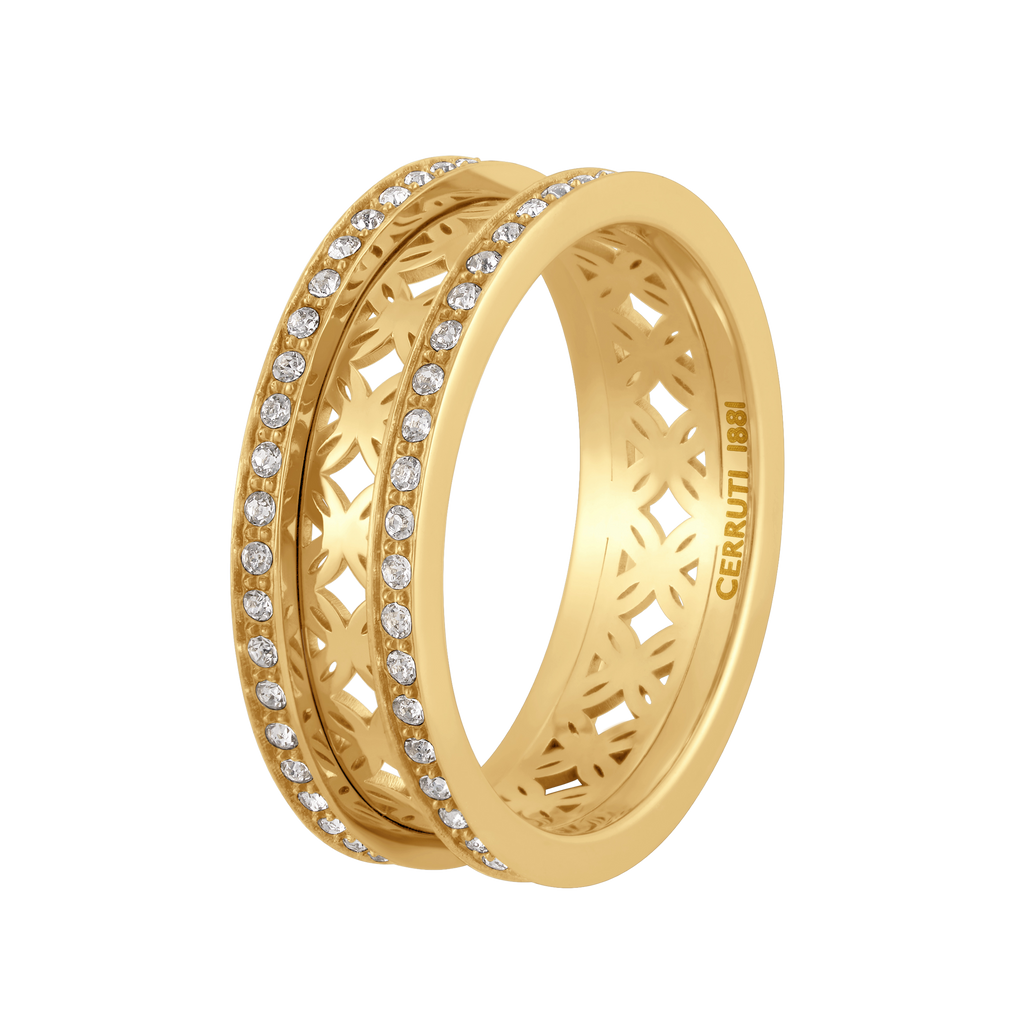 Cerruti Elettra Gold Plated Cut-Out Pattern Ring – Size 56