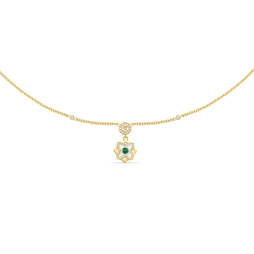 OTTAVIA Malachite Floral Pendant Necklace