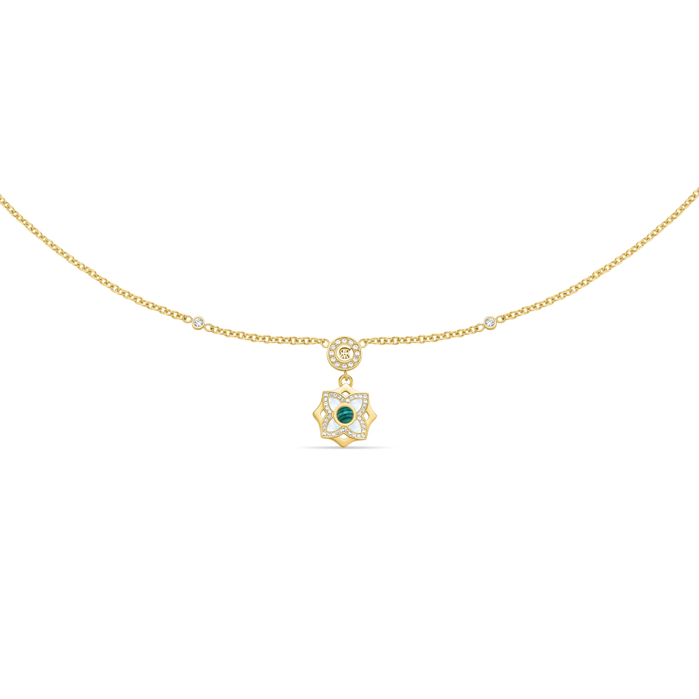 OTTAVIA Malachite Floral Pendant Necklace