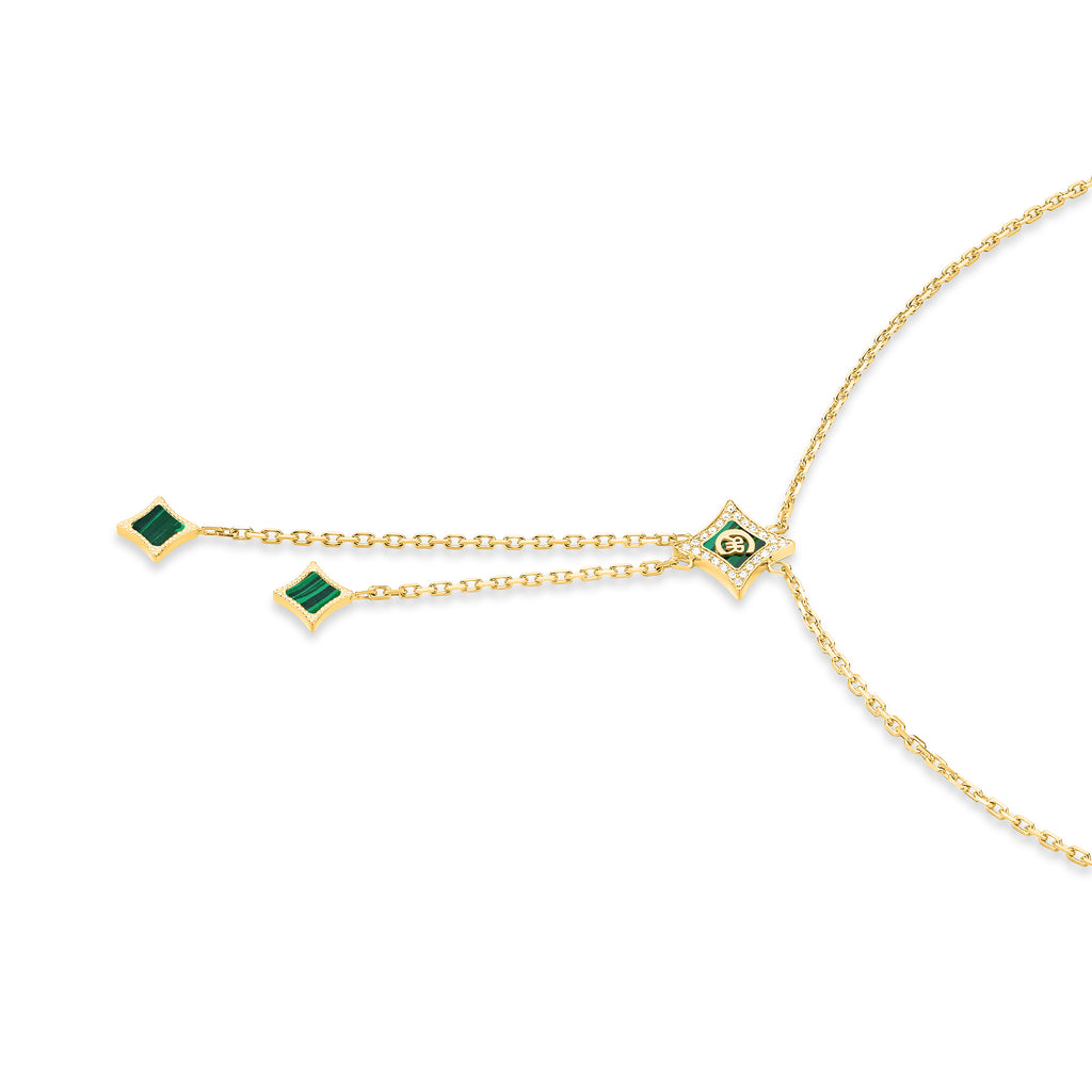 SILVIA Malachite Pendant Gold-Tone Necklace