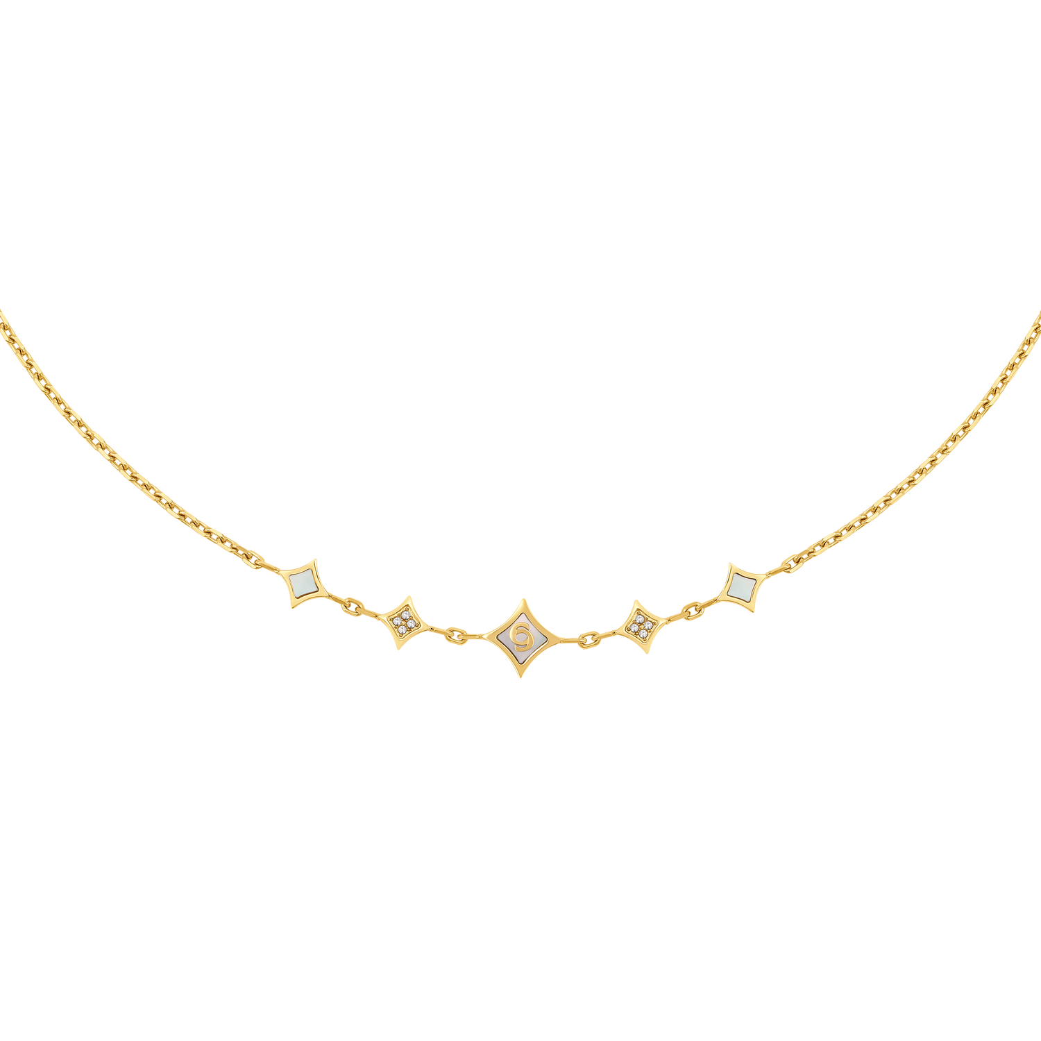 Cerruti Francesca Gold Plated Necklace with Five Small Motifs