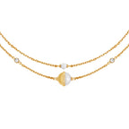 Cerruti Luciana Gold Plated Necklace with Round Motif and White Stones