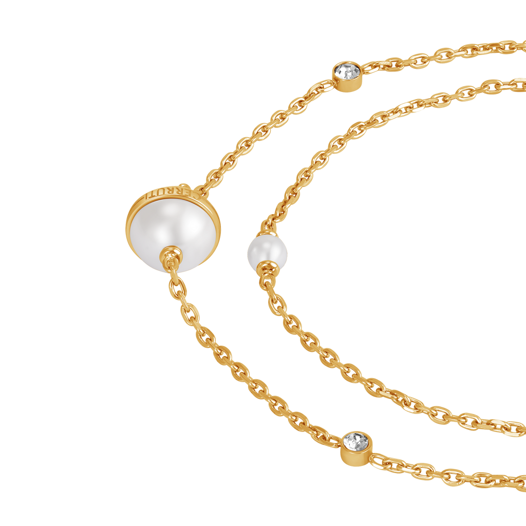 Cerruti Luciana Gold Plated Necklace with Round Motif and White Stones