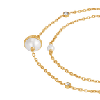 Cerruti Luciana Gold Plated Necklace with Round Motif and White Stones