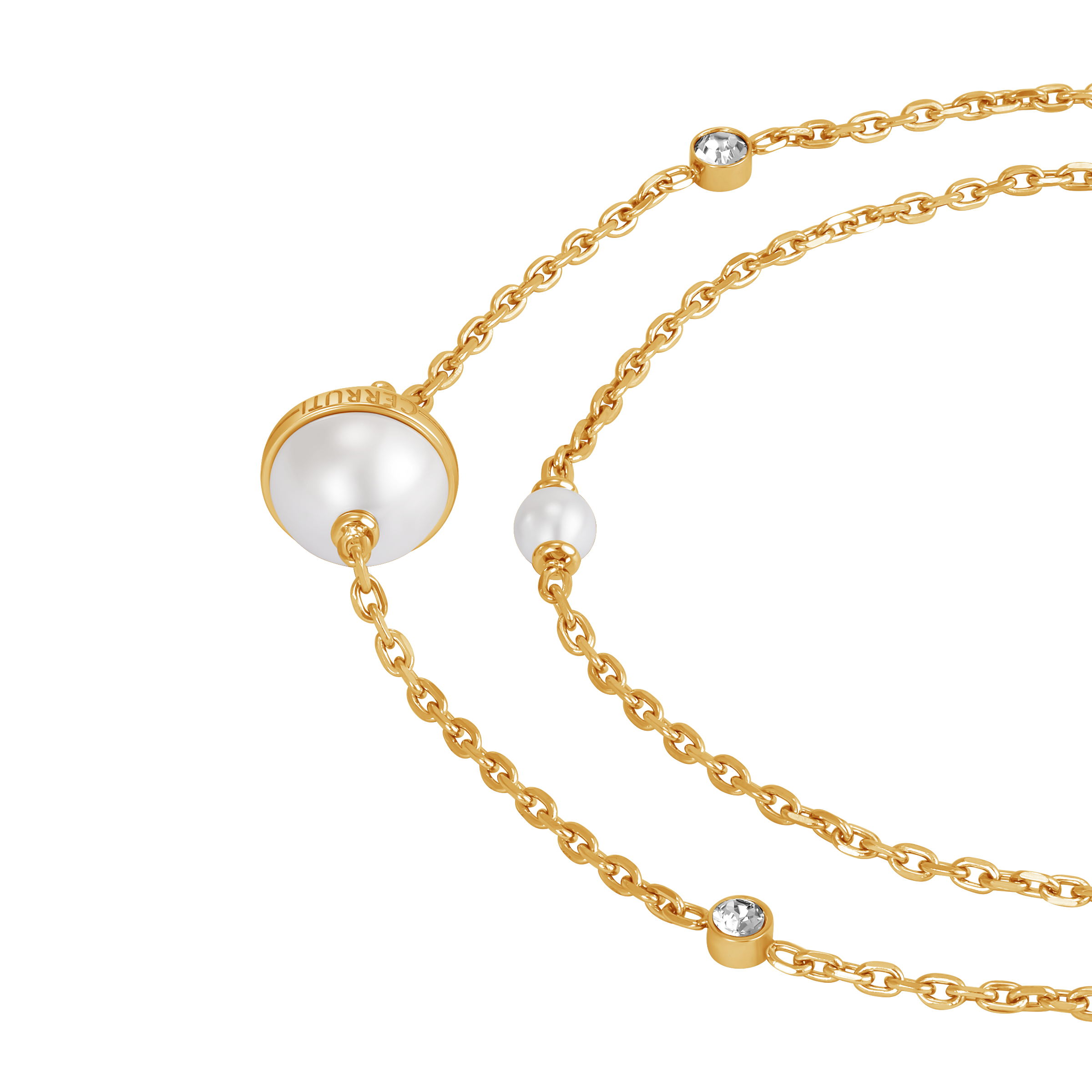 Cerruti Luciana Gold Plated Necklace with Round Motif and White Stones