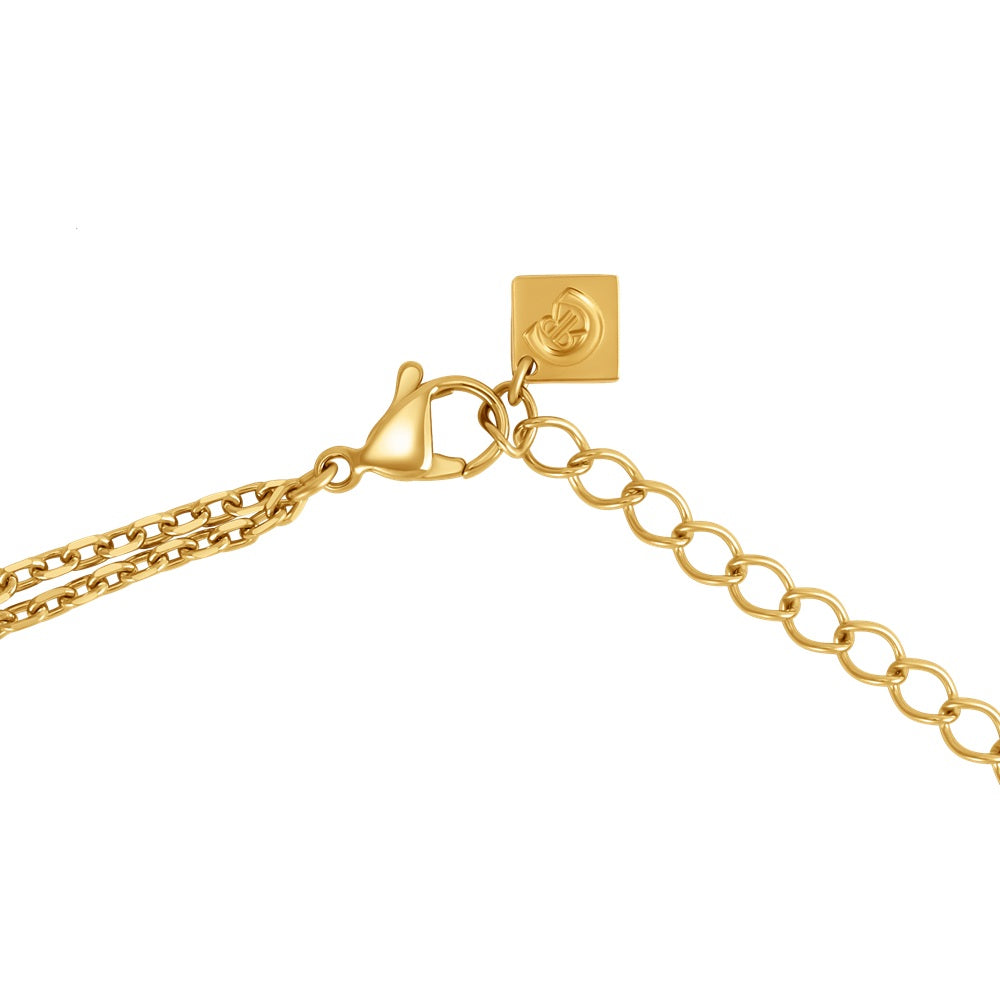Cerruti Luciana Gold Plated Necklace with Round Motif and White Stones