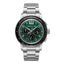 Cerruti men's watch with a silver-toned stainless steel case and bracelet, green dial with three black sub-dials and a date w