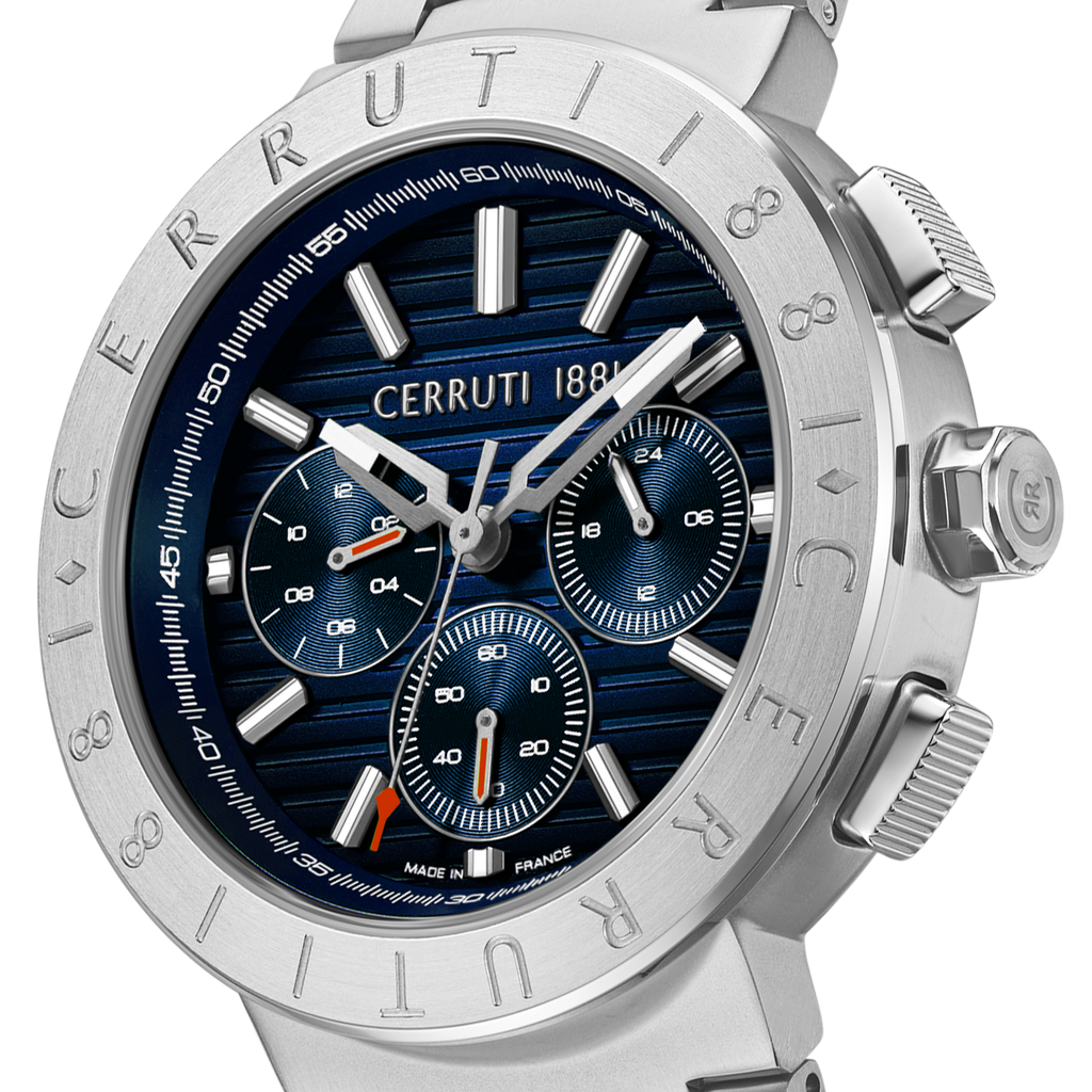 Cerruti 1881 Stainless Steel Chronograph Watch Blue Dial Bracelet