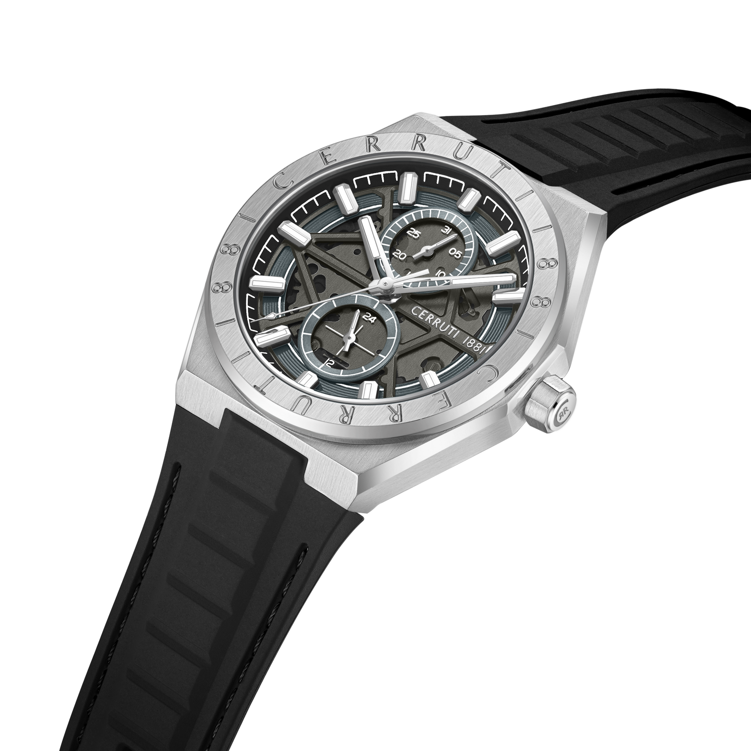 Cerruti Stainless Steel Black Silicon Gun Dial Men&