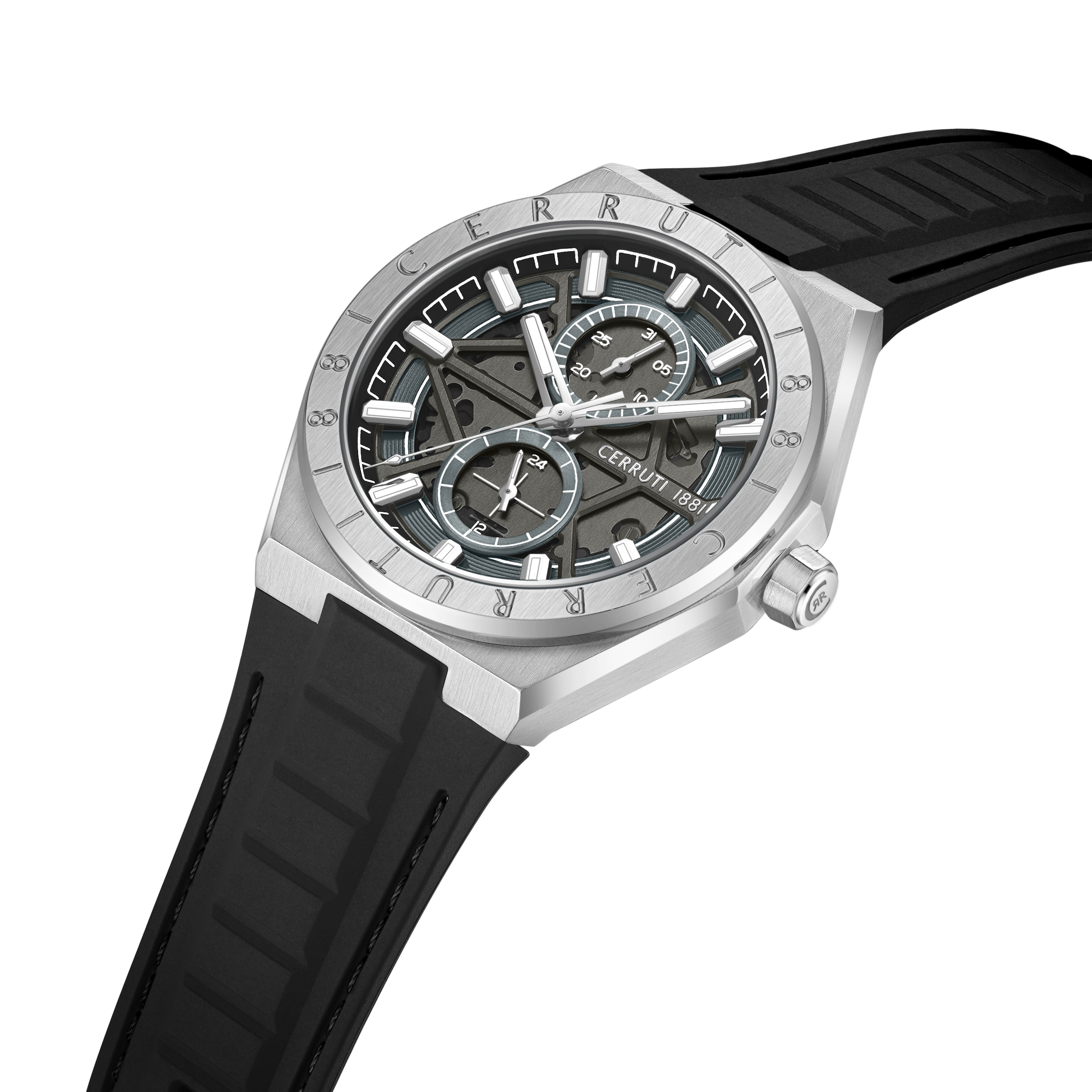 Cerruti Stainless Steel Black Silicon Gun Dial Men&
