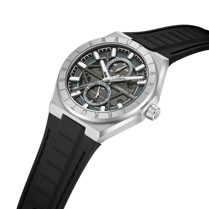 Cerruti Stainless Steel Black Silicon Gun Dial Men&