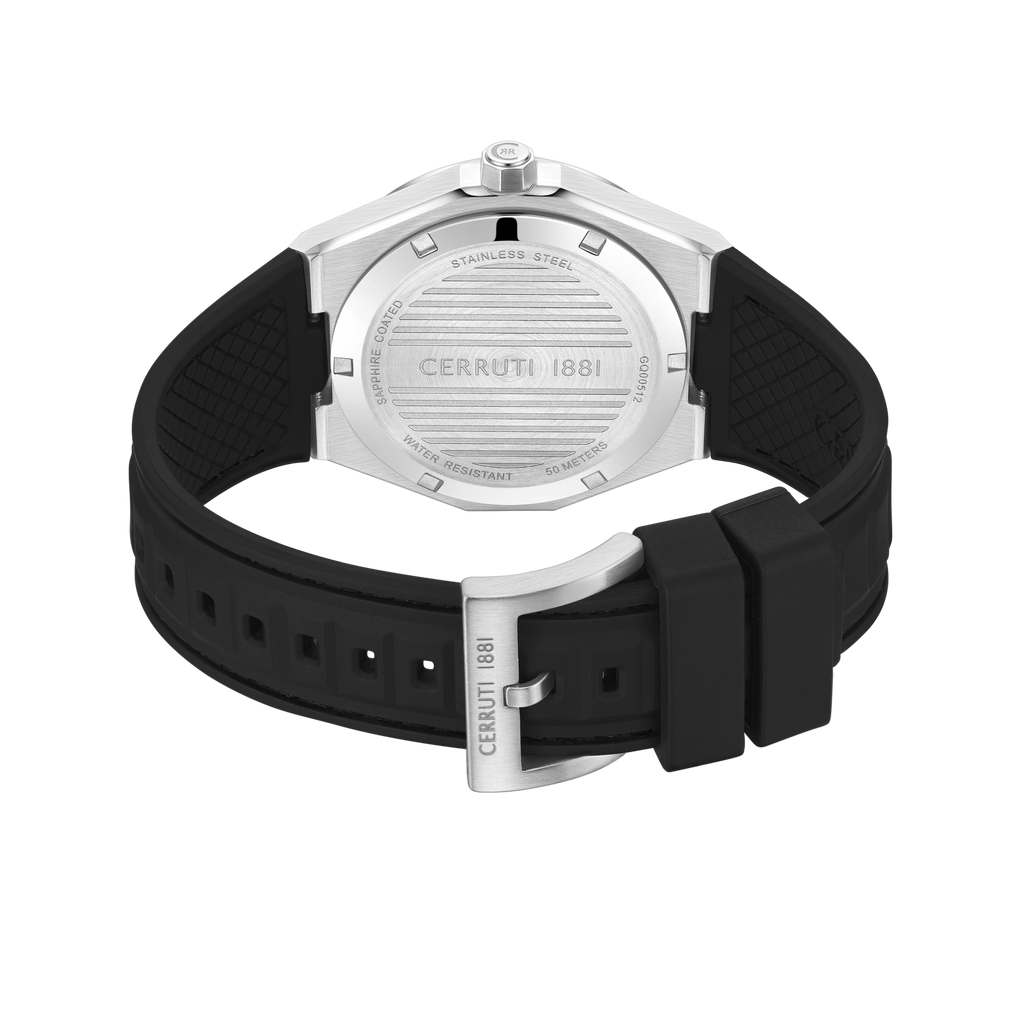 Cerruti Stainless Steel Black Silicon Gun Dial Men's Watch