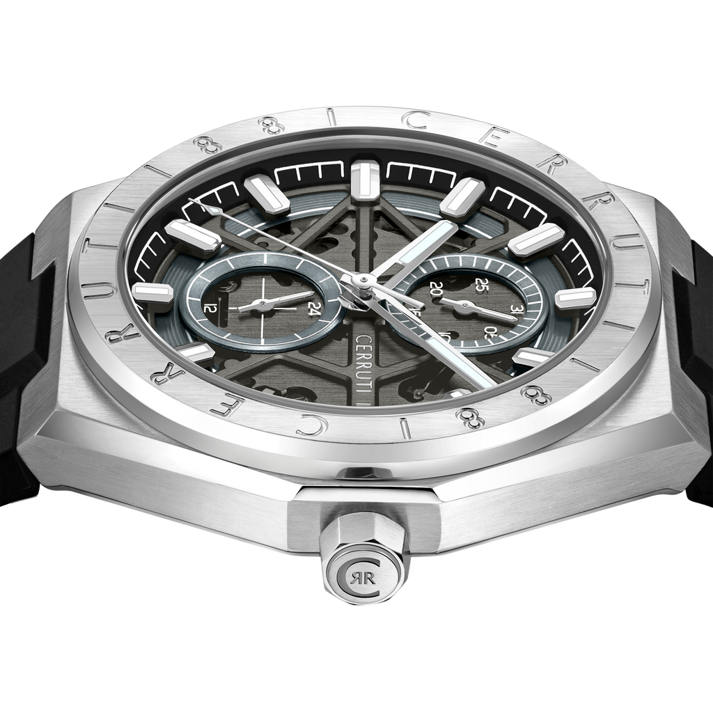 Cerruti Stainless Steel Black Silicon Gun Dial Men's Watch