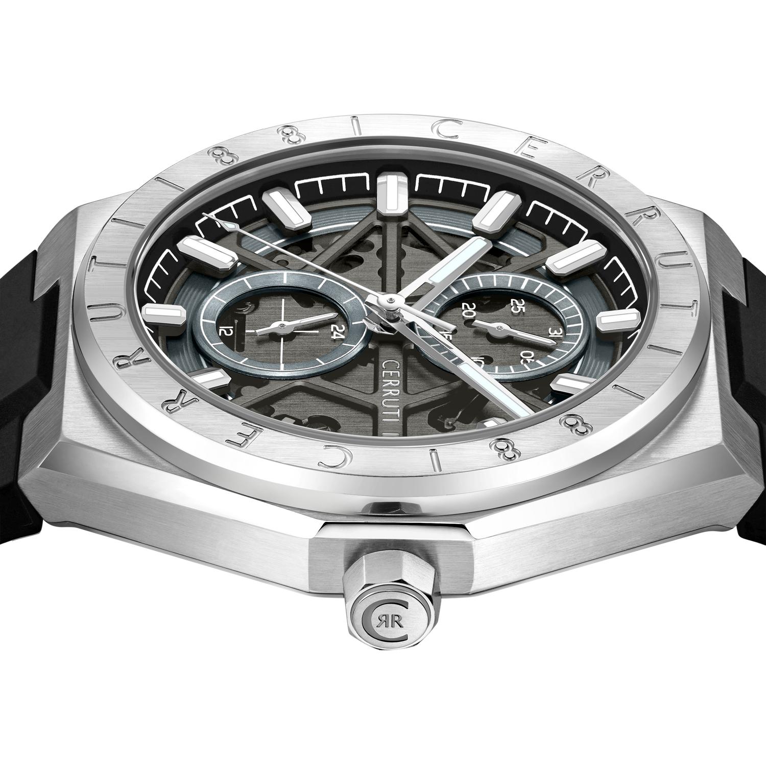 Cerruti Stainless Steel Black Silicon Gun Dial Men&