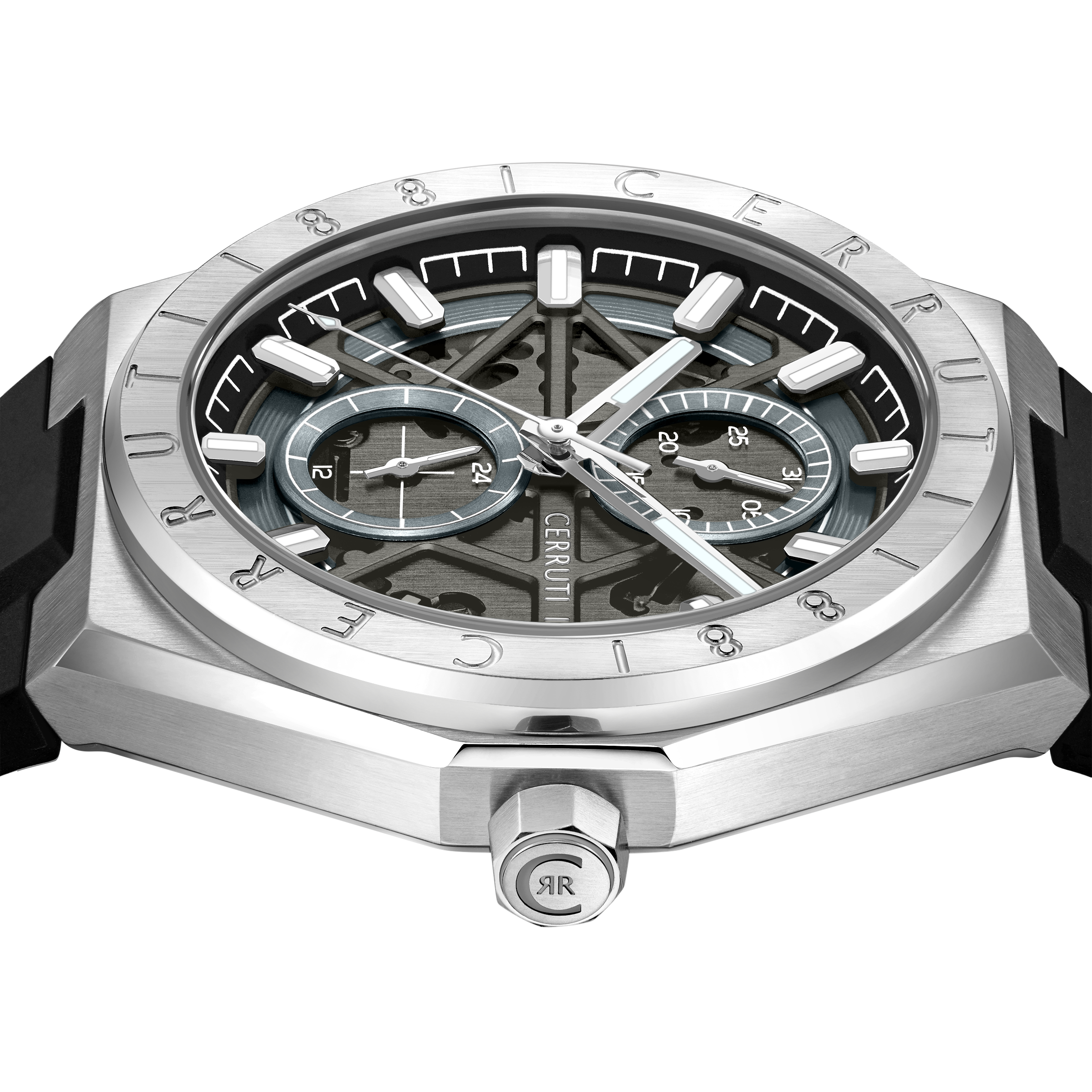 Cerruti Stainless Steel Black Silicon Gun Dial Men&