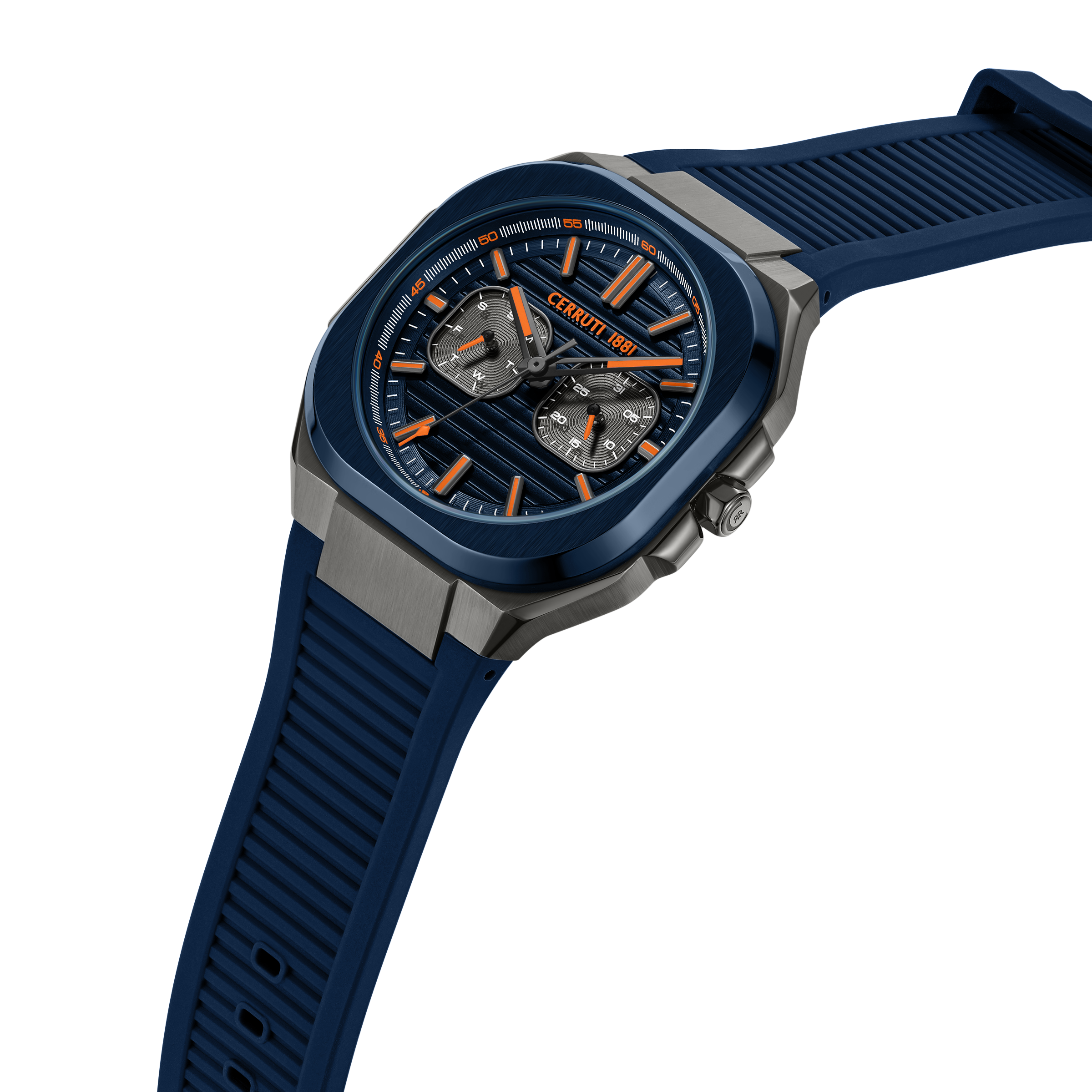 Cerruti Men’s Gunmetal/Blue Case Watch with Blue Dial & Blue Strap