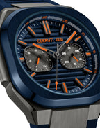 Cerruti Men’s Gunmetal/Blue Case Watch with Blue Dial & Blue Strap
