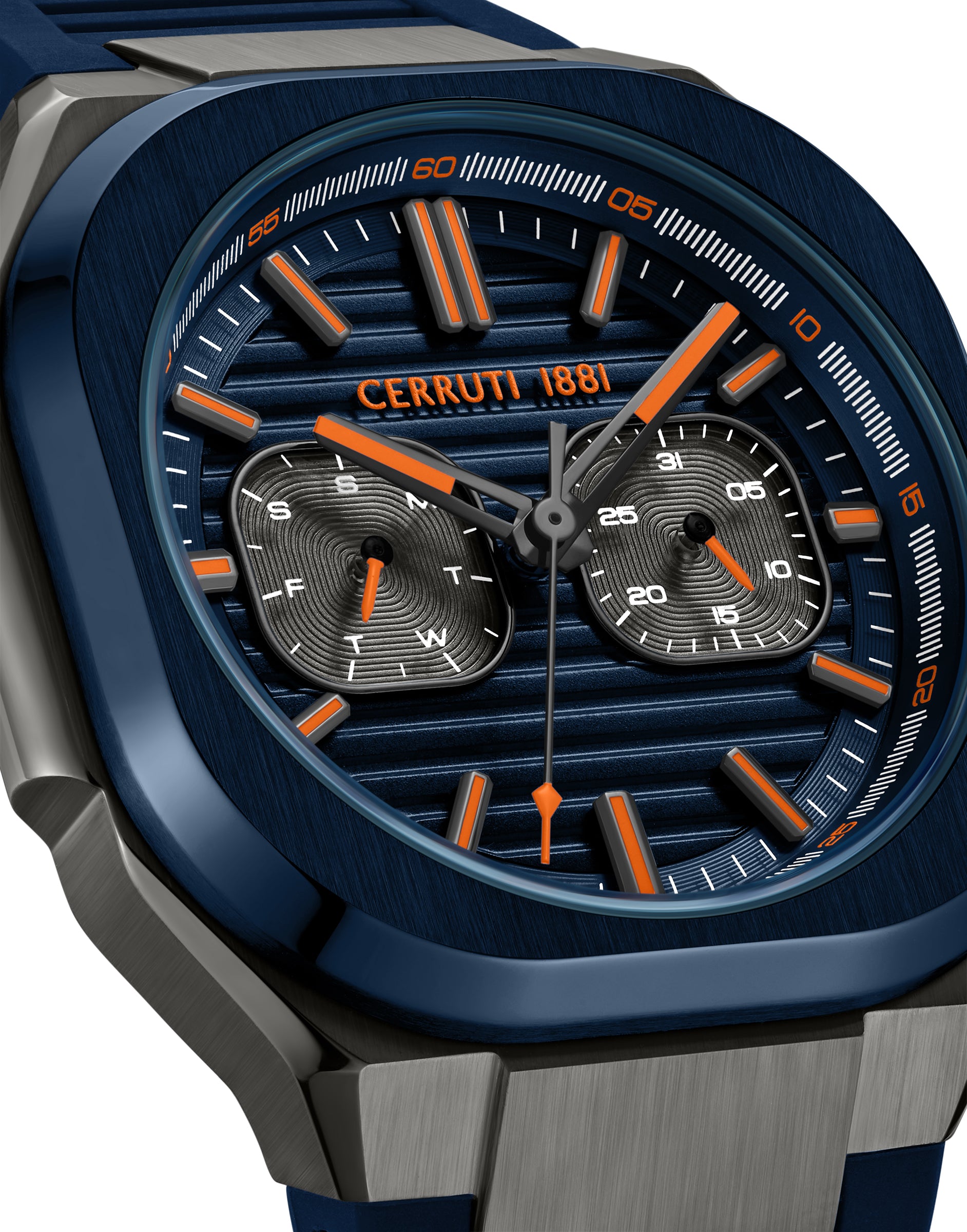 Cerruti Men’s Gunmetal/Blue Case Watch with Blue Dial & Blue Strap