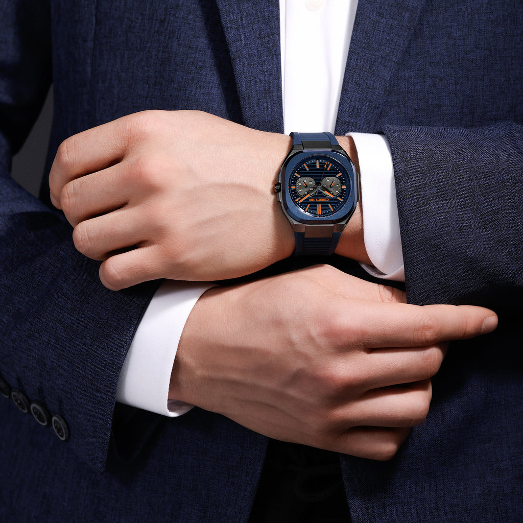 Cerruti Men’s Gunmetal/Blue Case Watch with Blue Dial & Blue Strap