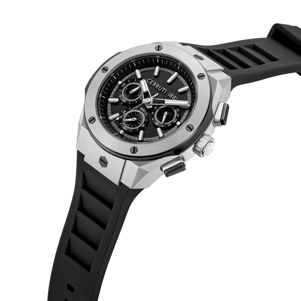 Cerruti 1881 Men’s Black Dial Silicone Strap Chronograph Watch