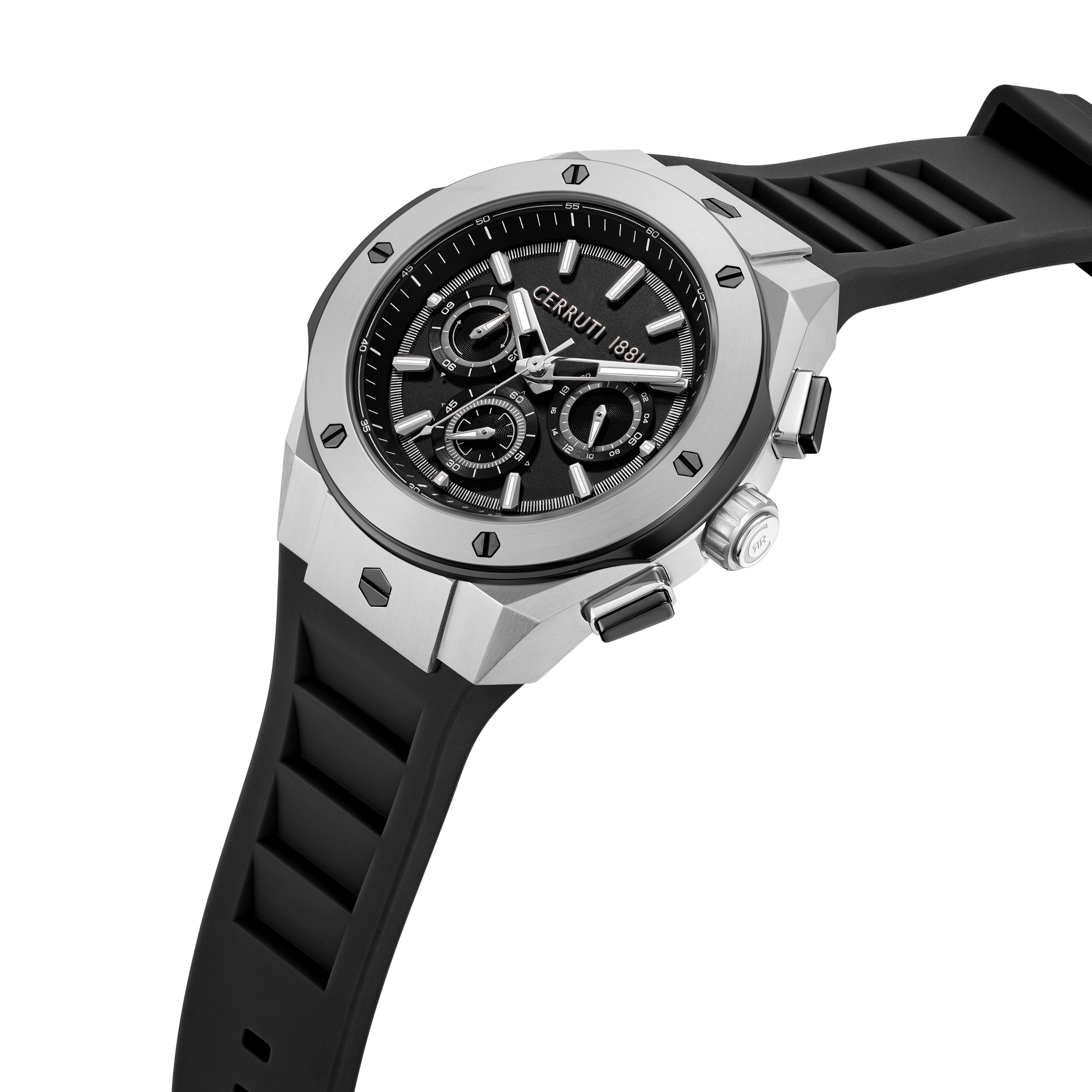 Cerruti 1881 Men’s Black Dial Silicone Strap Chronograph Watch