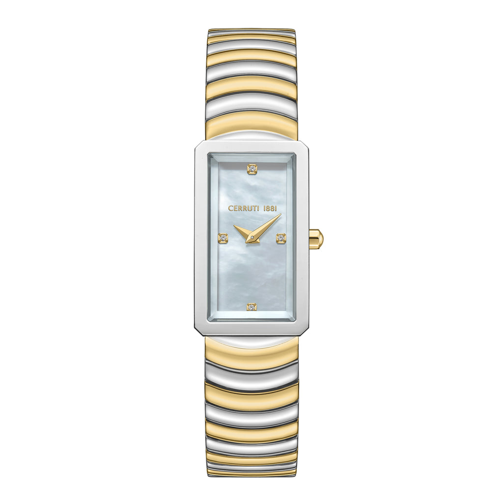 Cerruti Women's Stainless Steel & Gold Plated Watch with White Dial