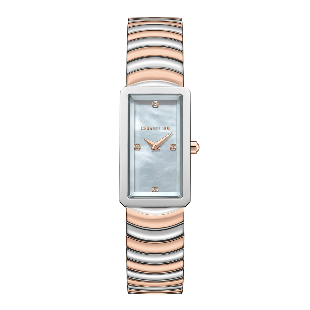 Cerruti Women's Stainless Steel & Rose Gold Watch with White Dial