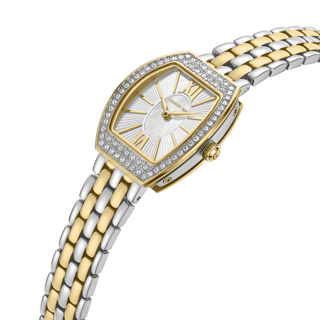 Cerruti 1881 Women’s White Mother-of-Pearl Dial Two-Tone Bracelet Watch