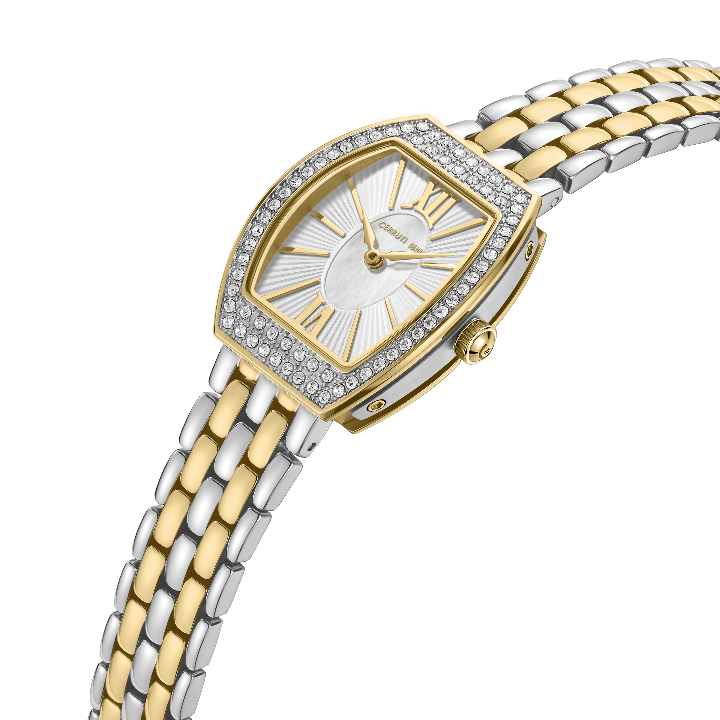Cerruti 1881 Women’s White Mother-of-Pearl Dial Two-Tone Bracelet Watch