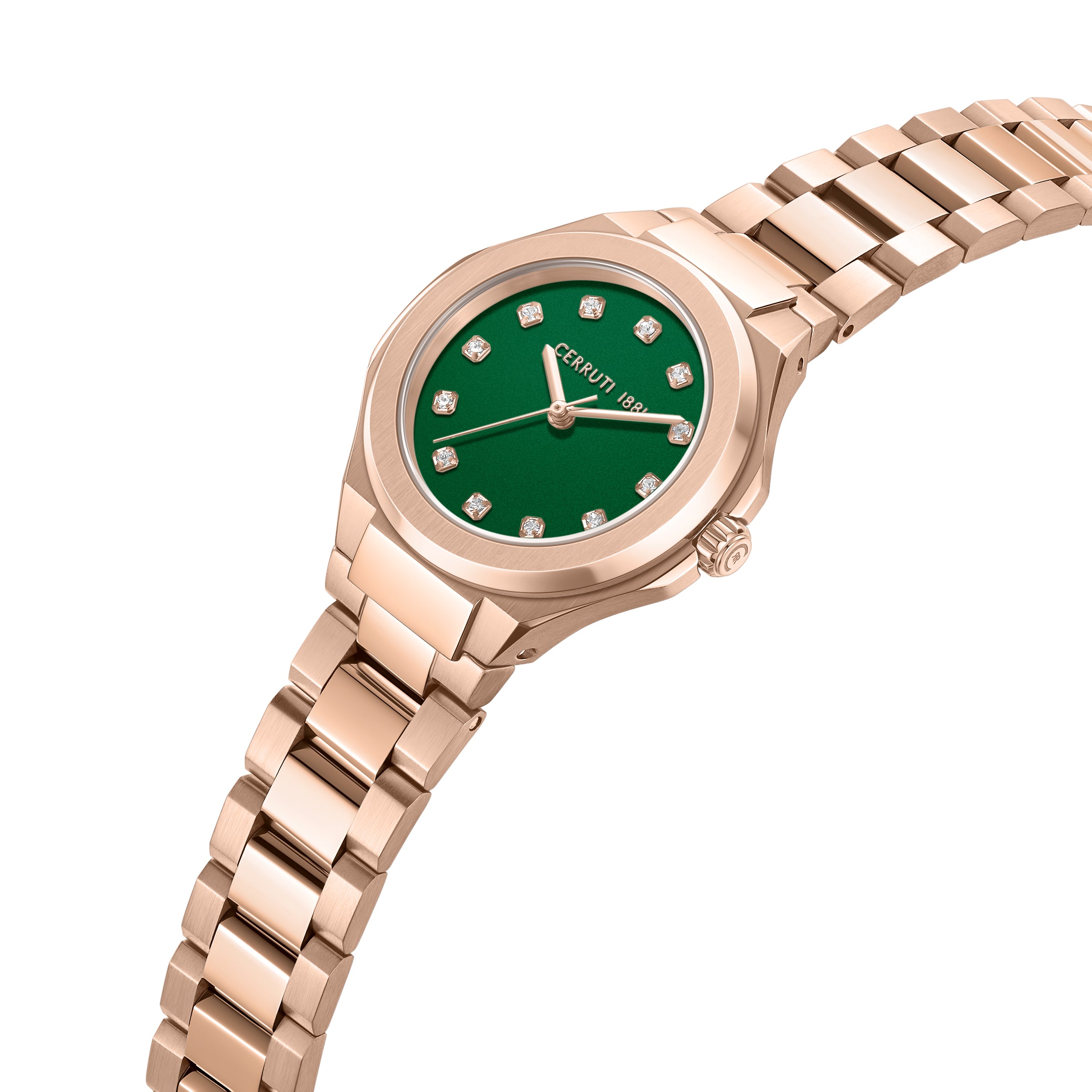 Cerruti Women's Rose Gold Watch with Green Dial & Rose Gold Bracelet