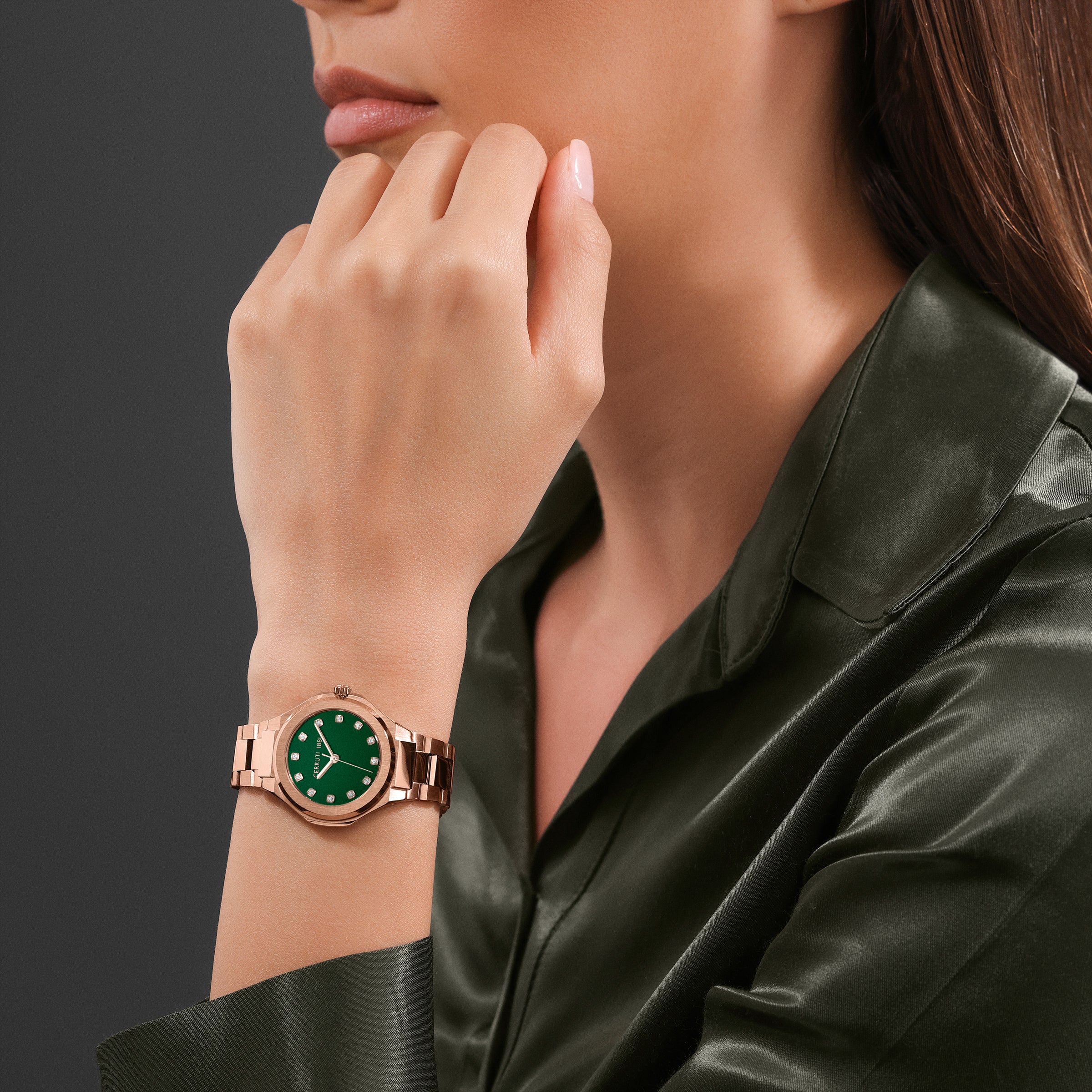 Cerruti Women's Rose Gold Watch with Green Dial & Rose Gold Bracelet