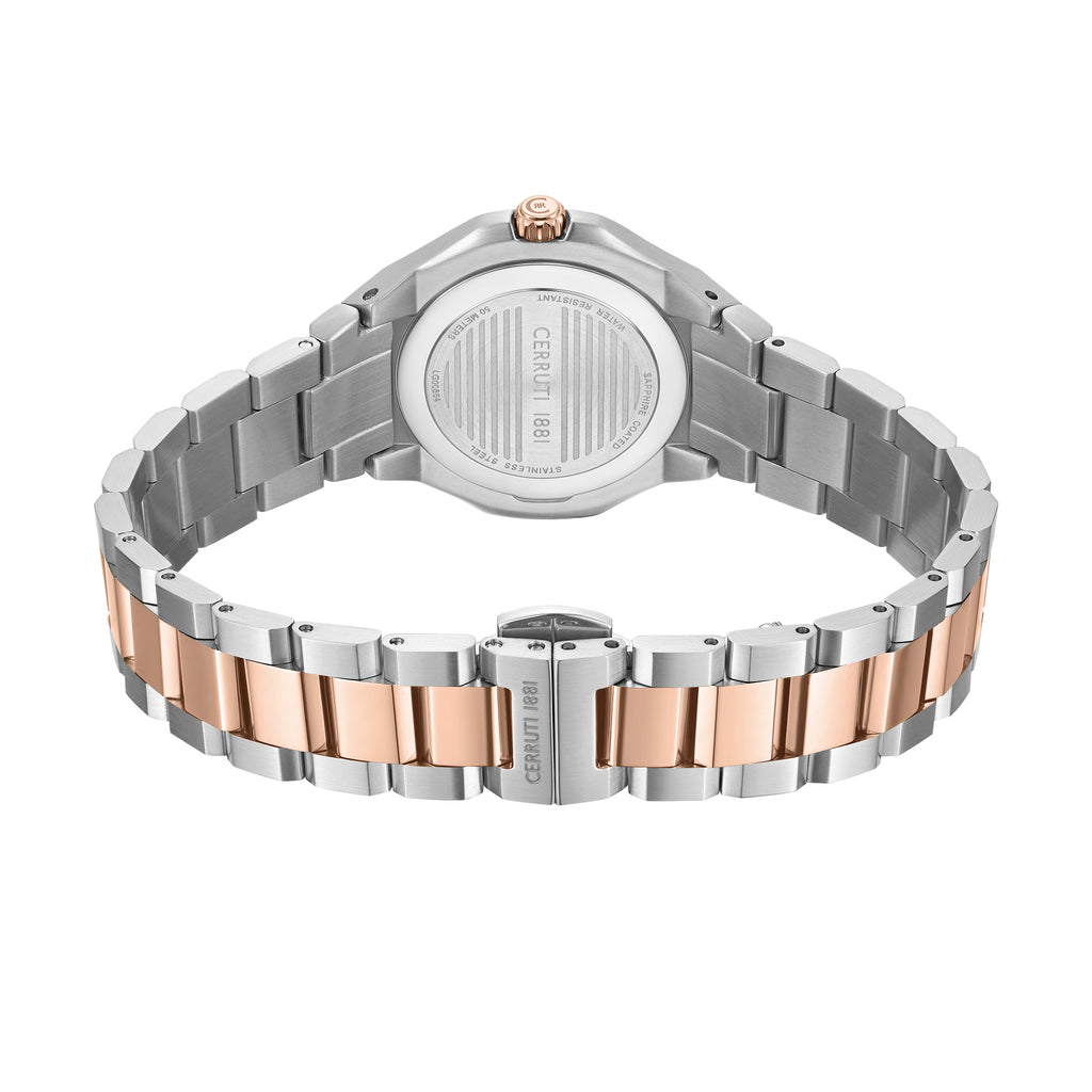 Cerruti Women's Stainless Steel & Rose Gold Watch with White Dial