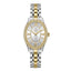 Cerruti women's watch with an oval silver-toned dial, gold-toned bezel with crystals, and a two-tone silver and gold bracelet