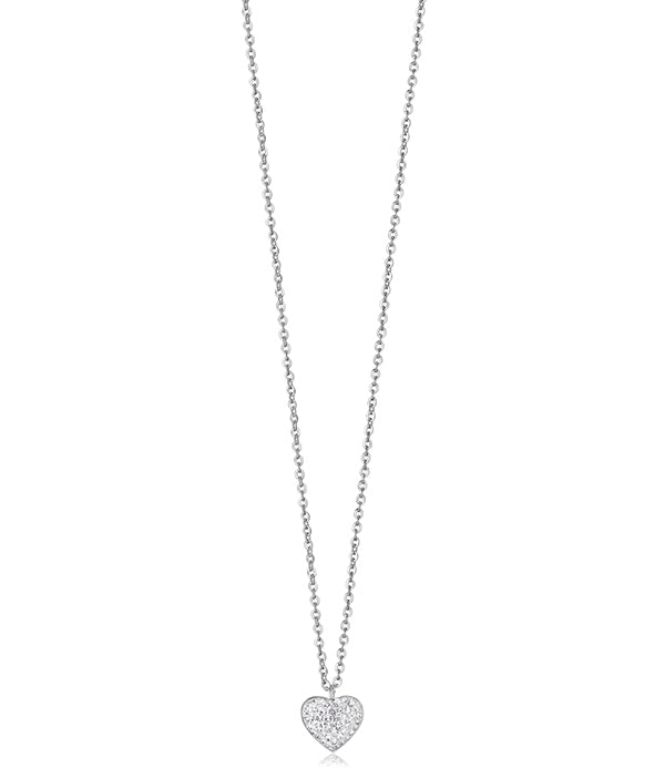 Luca Barra Ladies Steel Necklace With Heart And White Crystals