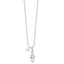 Silver-toned steel ball chain necklace with a polished silver-toned treble clef charm and a round white zircon.