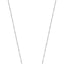 Silver-toned steel necklace with a bow-shaped pendant embellished with white zircons, on a delicate link chain.
