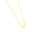 Gold-toned delicate link chain necklace with a single round, clear zircon stone in a four-prong setting.