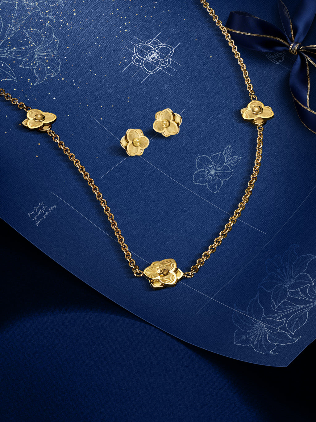 Saint Honoré Burj Gold-Tone Floral Jewelry Set